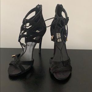 Steve Madden Black Suede Lace Up Heels